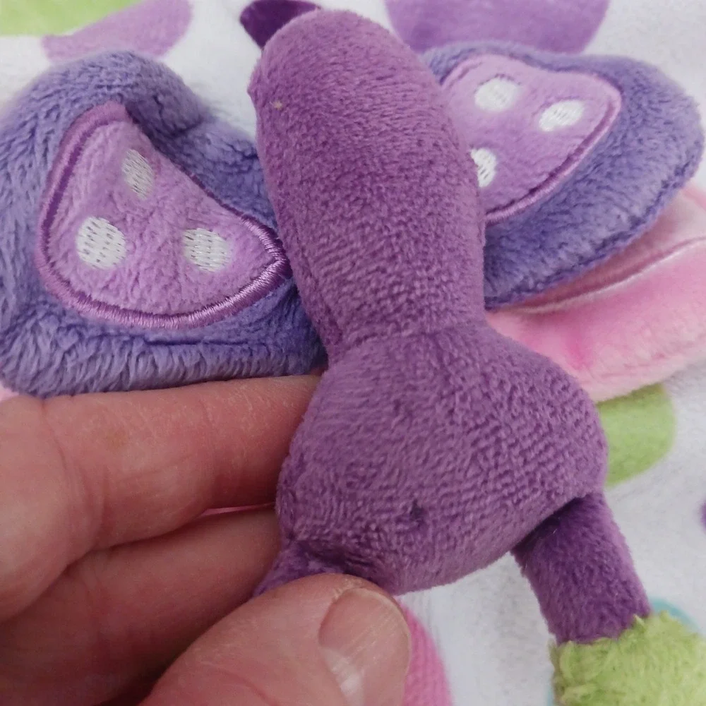 Carters Butterfly Security Blanket Lovey Polka Dot Purple Pink Teal White 13in